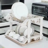 Kitchen double-layer plastic storage rack, draining dish rack, utensil drying and washing, double-layer tableware rack details Picture